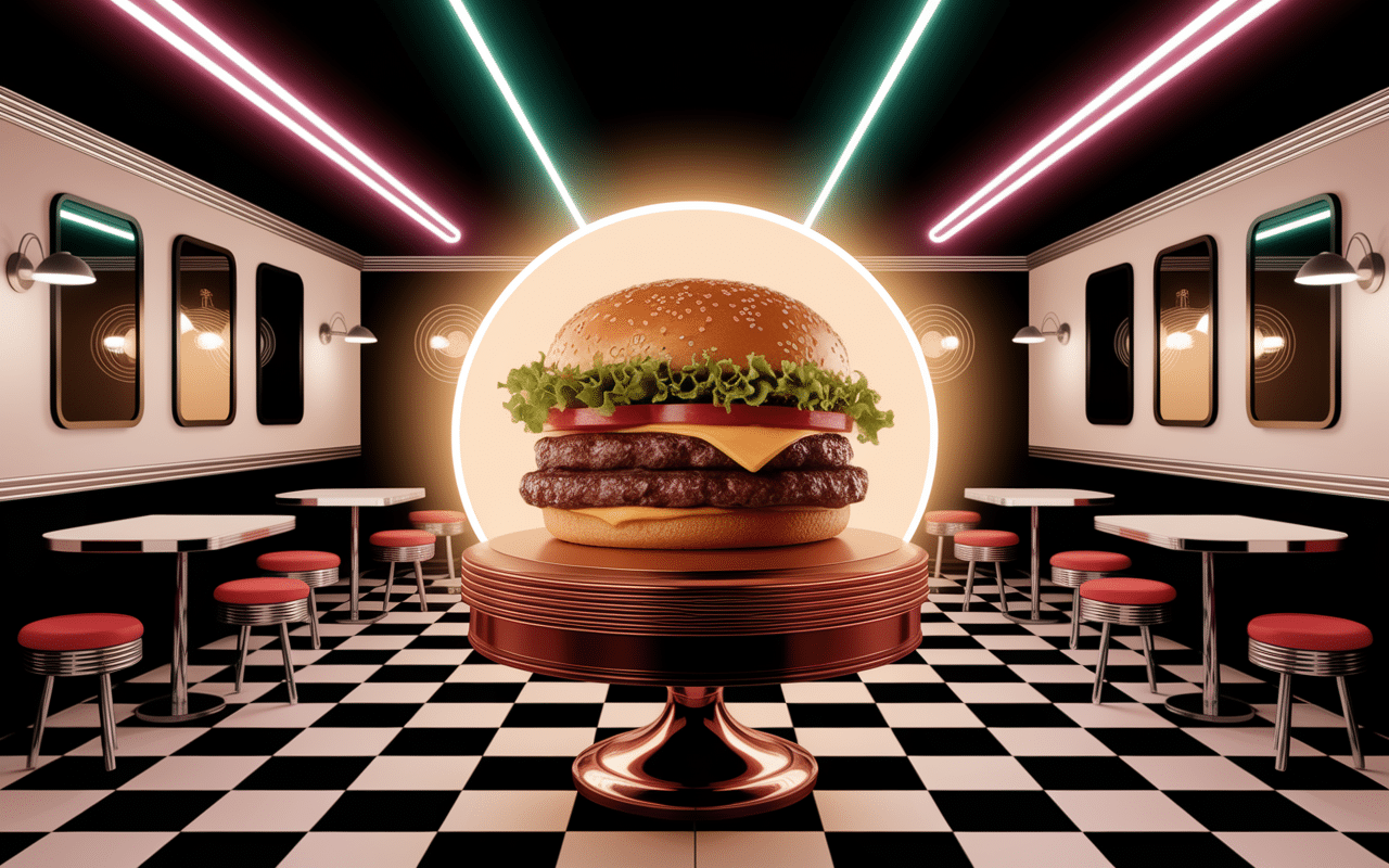 Illustration Whopper iconique rétro Burger King