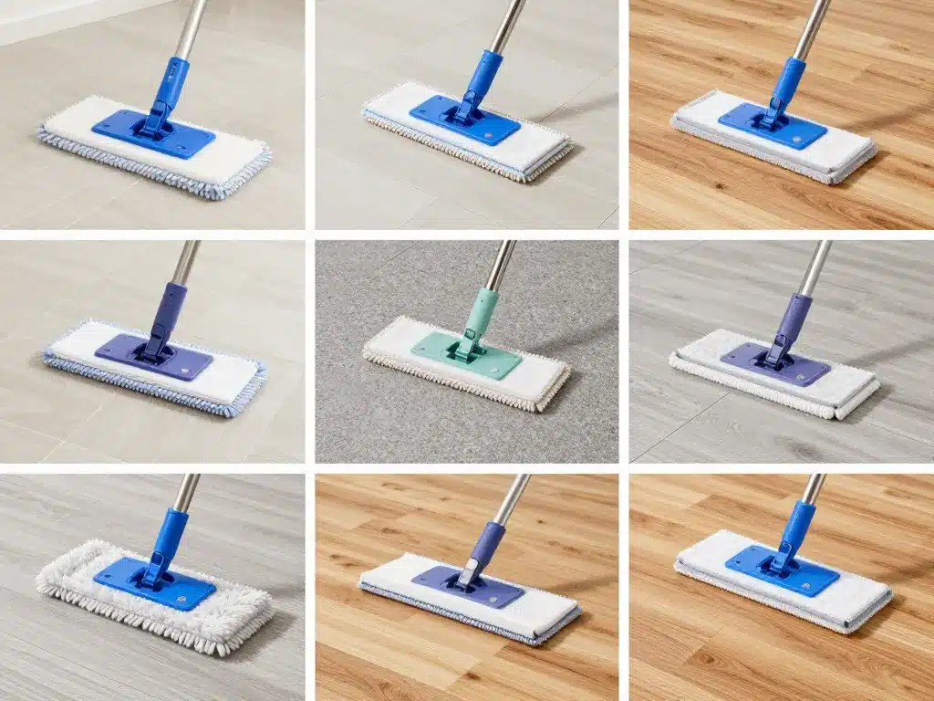 balai professionnel microfibre utilisé sur carrelage parquet et sols rugueux