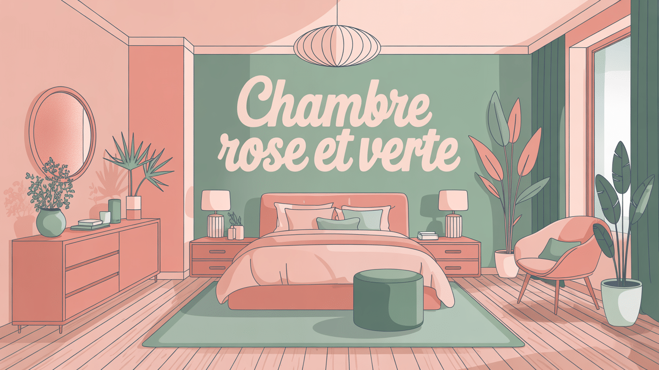 chambre rose et verte ambiance douce moderne
