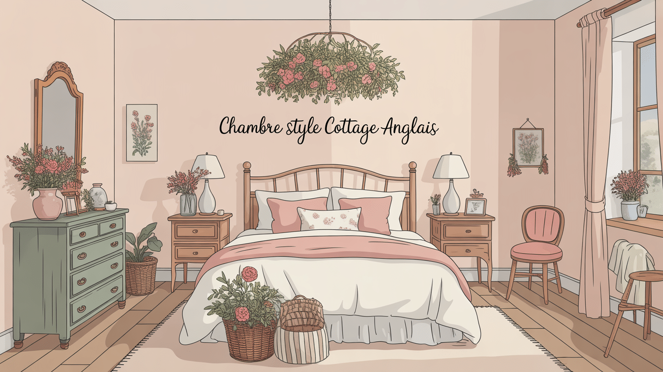 chambre style cottage anglais cosy romantique