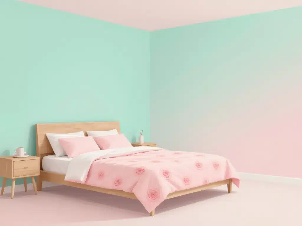 décoration chambre verte et rose équilibrée