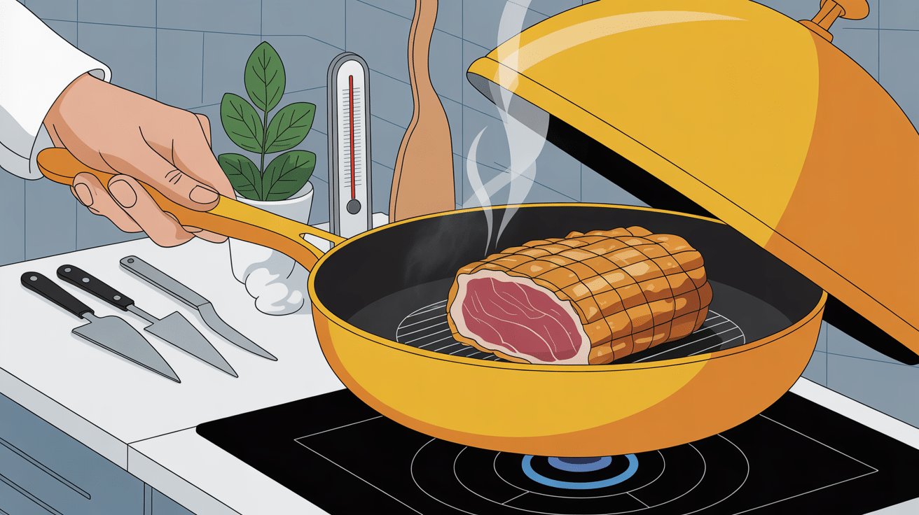 Cuisson du filet mignon en croute, poêle et four