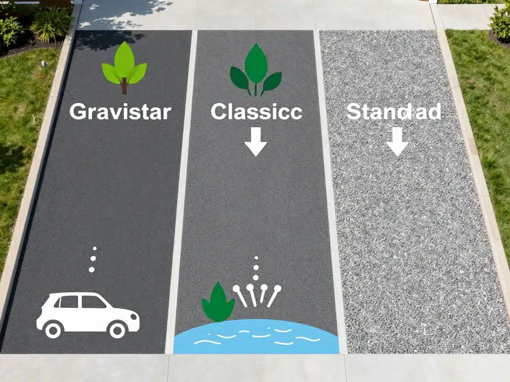 daniel moquet prix au m2 gravistar comparaison visuelle enrobé gravier