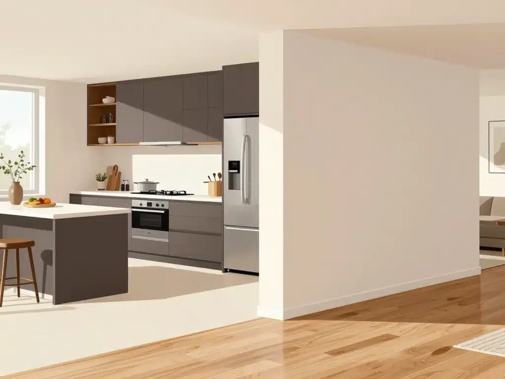 Transition sol cuisine carrelage salon parquet sans cloison