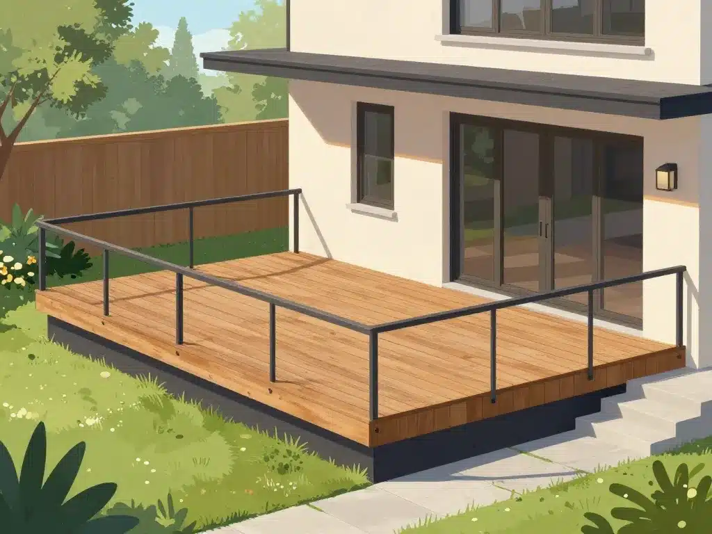 design et matériaux terrasse sur pilotis moderne