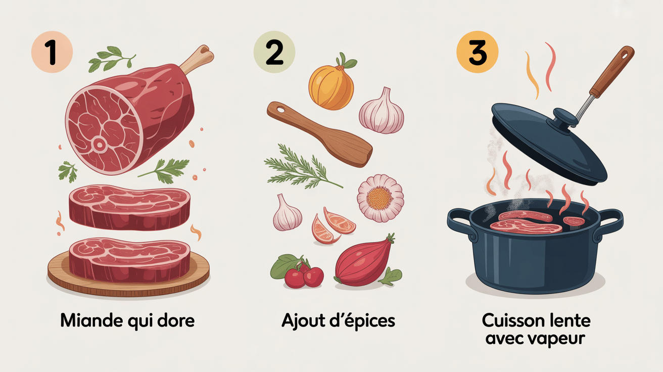 cuisson étapes tajine agneau infographie
