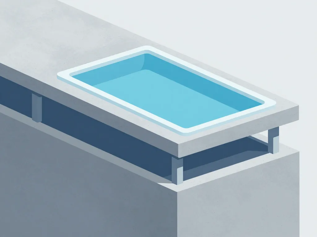 Diagramme structurel piscine sur une terrasse béton