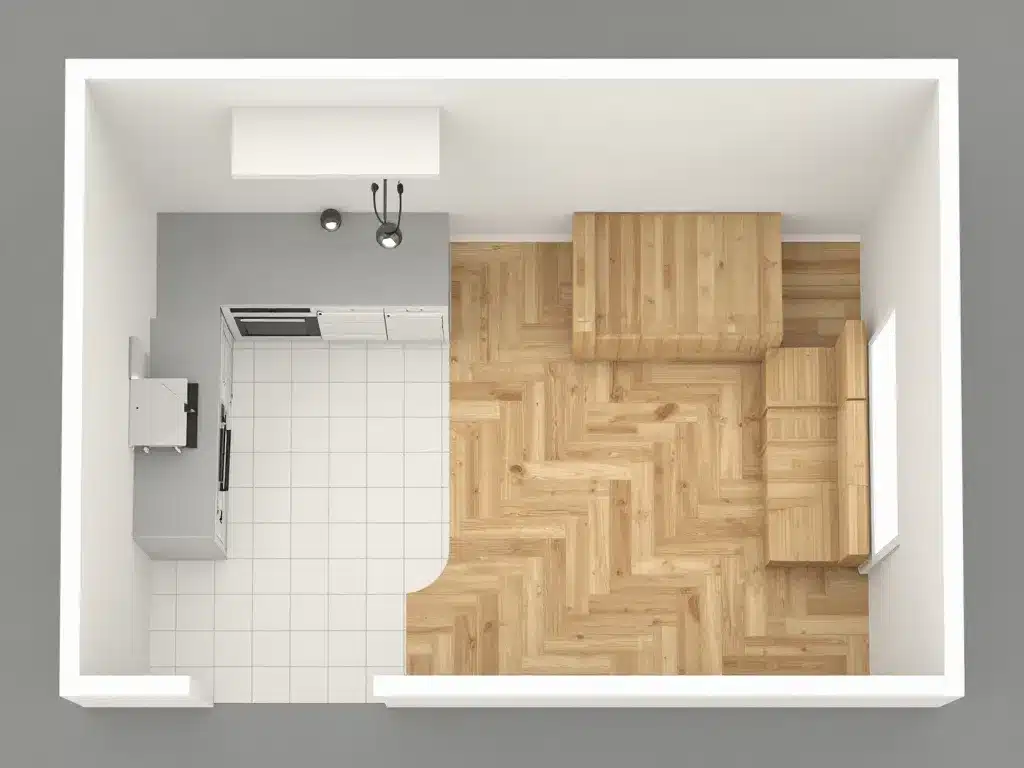 Plan visuel cuisine carrelage salon parquet harmonisé