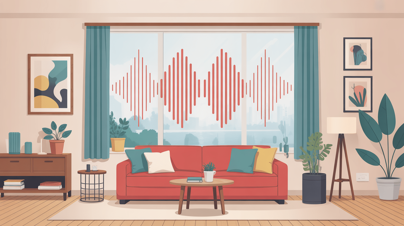 illustration isolation phonique fenetre par l'intérieur vectoriel