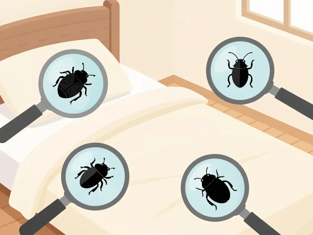 lit petit insecte noir rond maison insectes sur tissus zoom