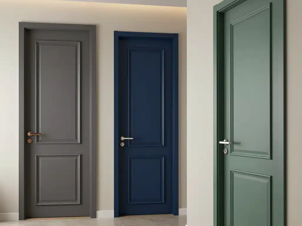 Moderne peinture couloir et portes, portes colorées et détails graphiques