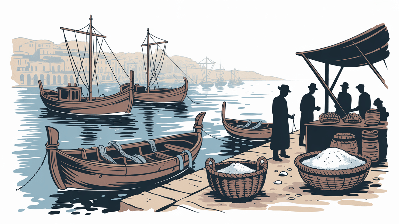 Port méditerranéen historique et morue sèche pour brandade de morue