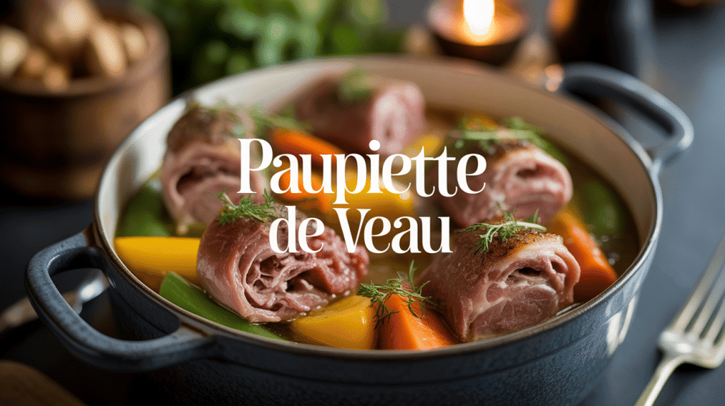 Paupiette de veau en cocotte avec légumes et herbes