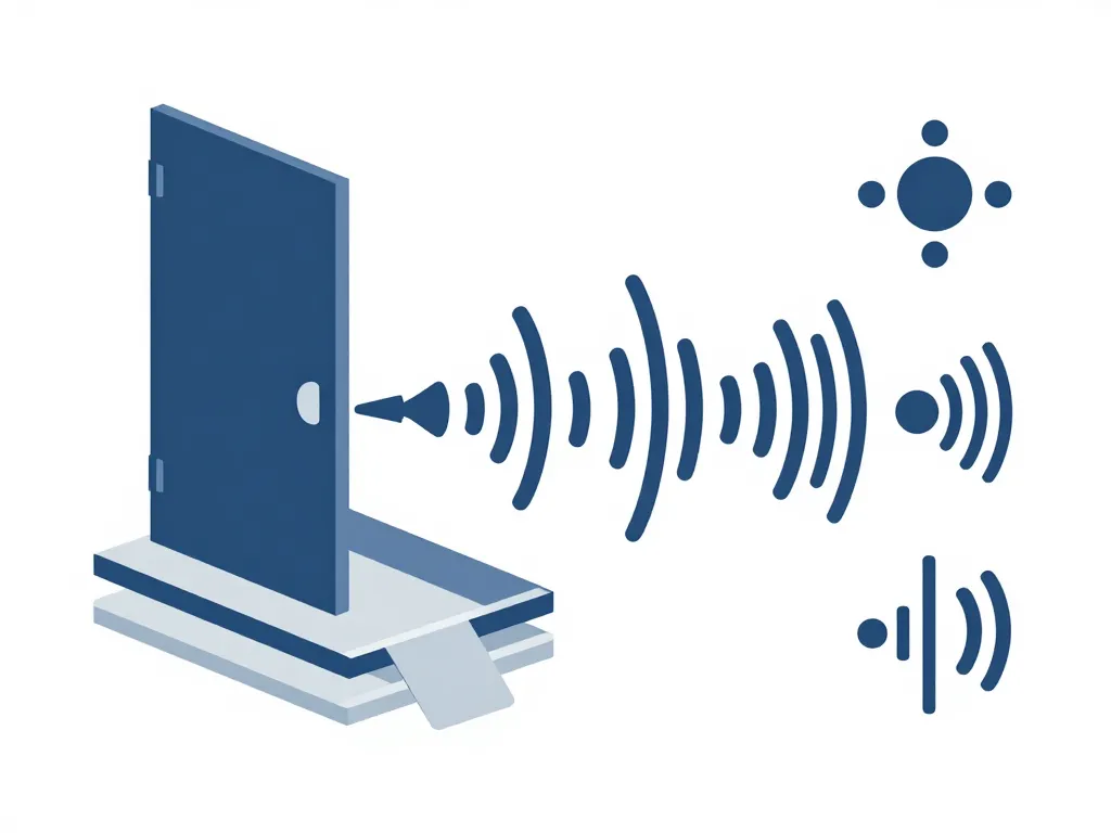 schéma coupe porte acoustique 100 db matériaux