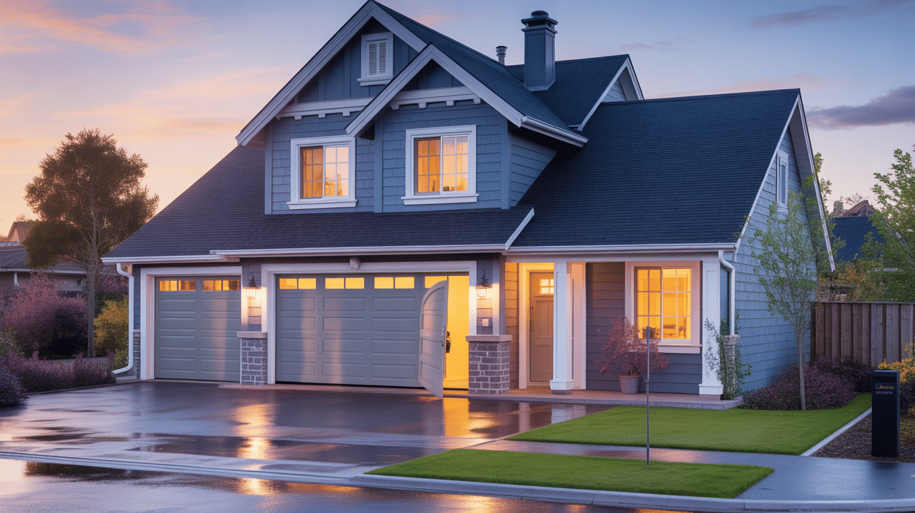 porte ouvert garage partiellement ouverte maison moderne