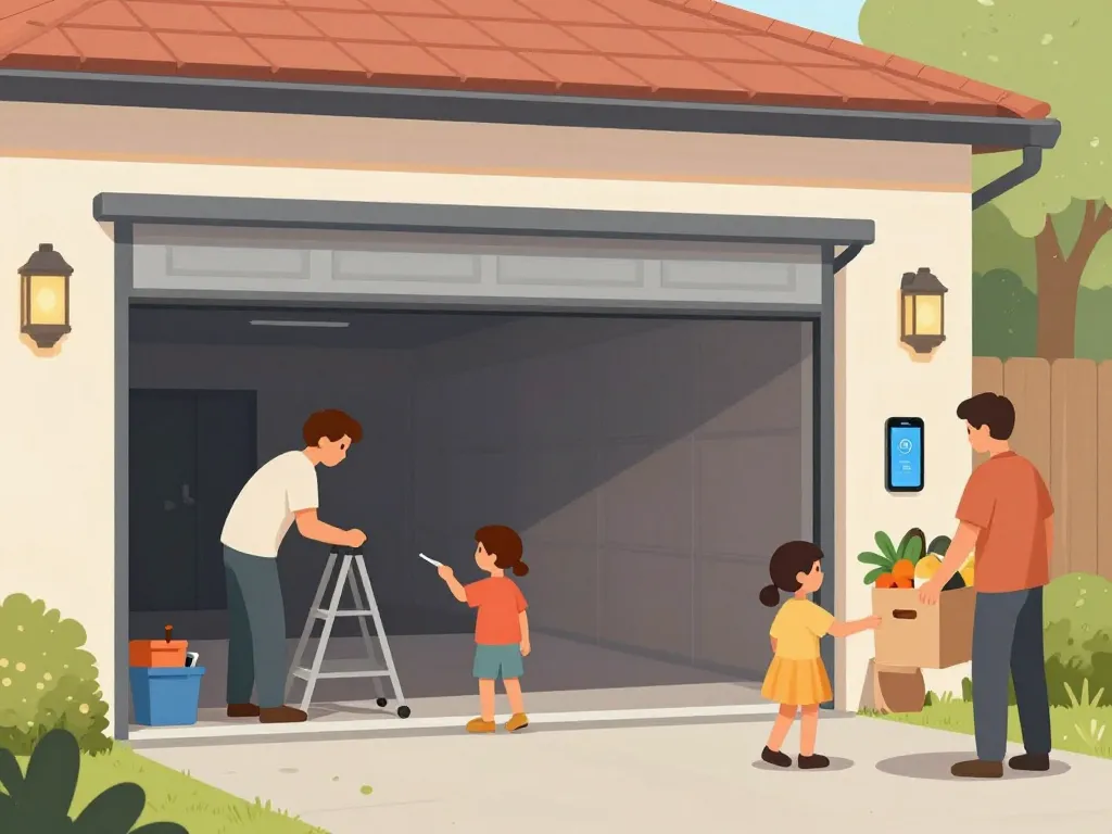 porte ouvert garage quotidien famille routines