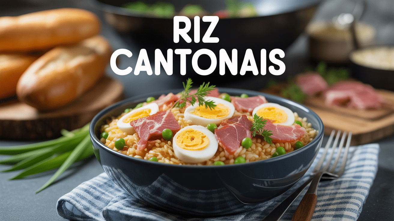 riz cantonais bol restaurant avec ingredients