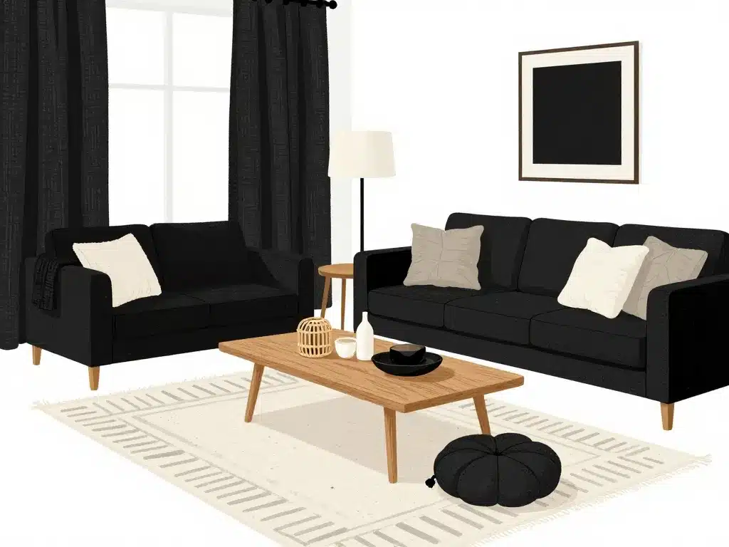 textures salon noir et blanc moderne