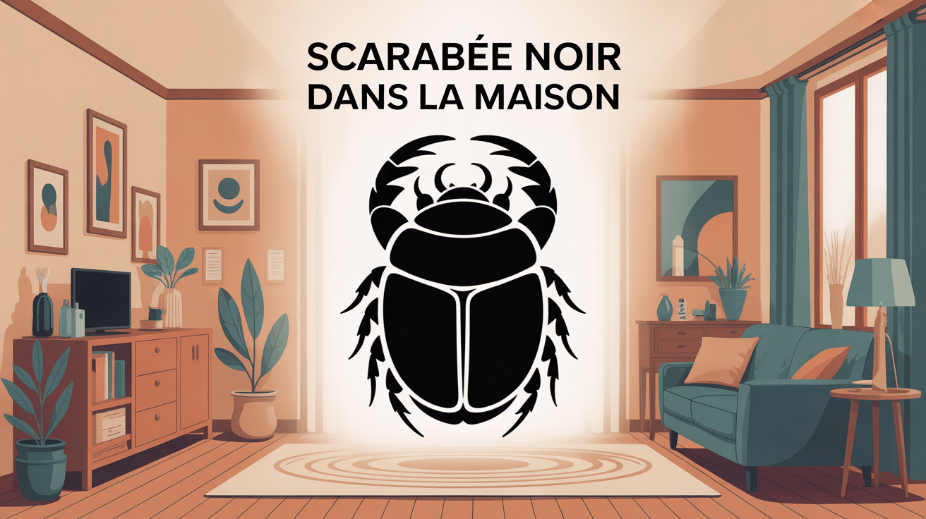 scarabée noir dans la maison posé dans un intérieur lumineux