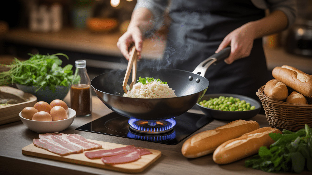 riz cantonais maison wok et ingredients