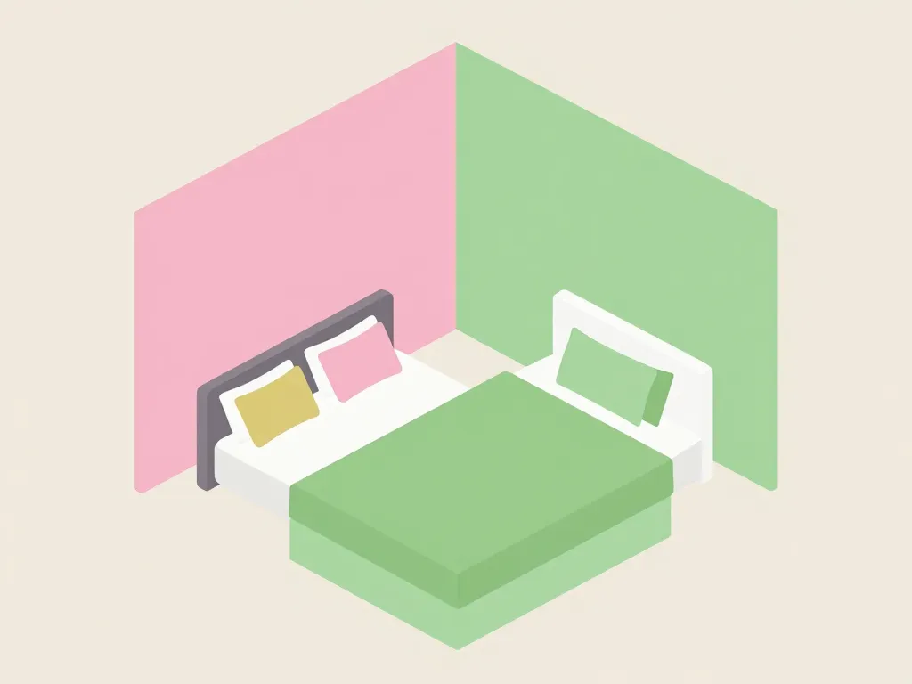 chambre rose et verte répartition couleurs mur mobilier