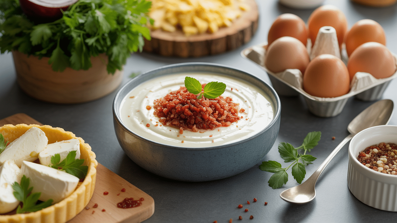 ingredients garniture tarte poireaux fromages oeufs creme