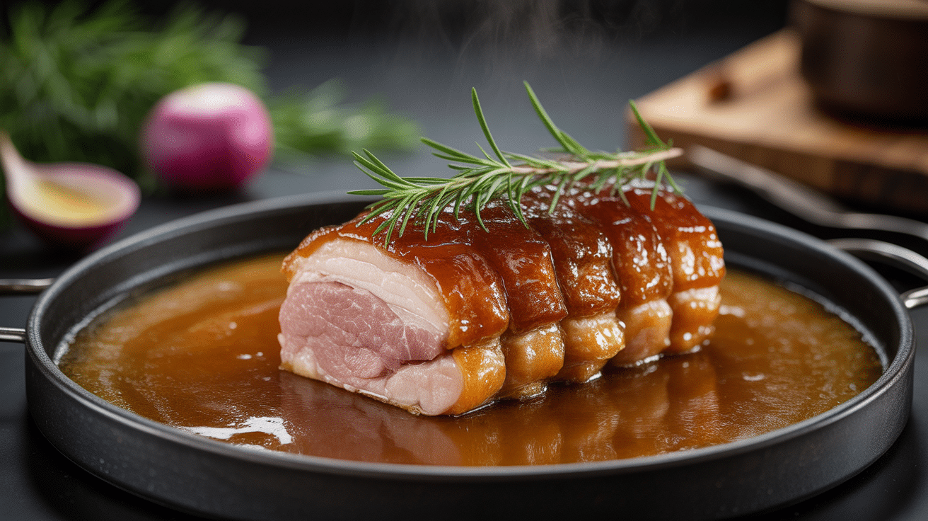 travers de porc caramélisés au miel