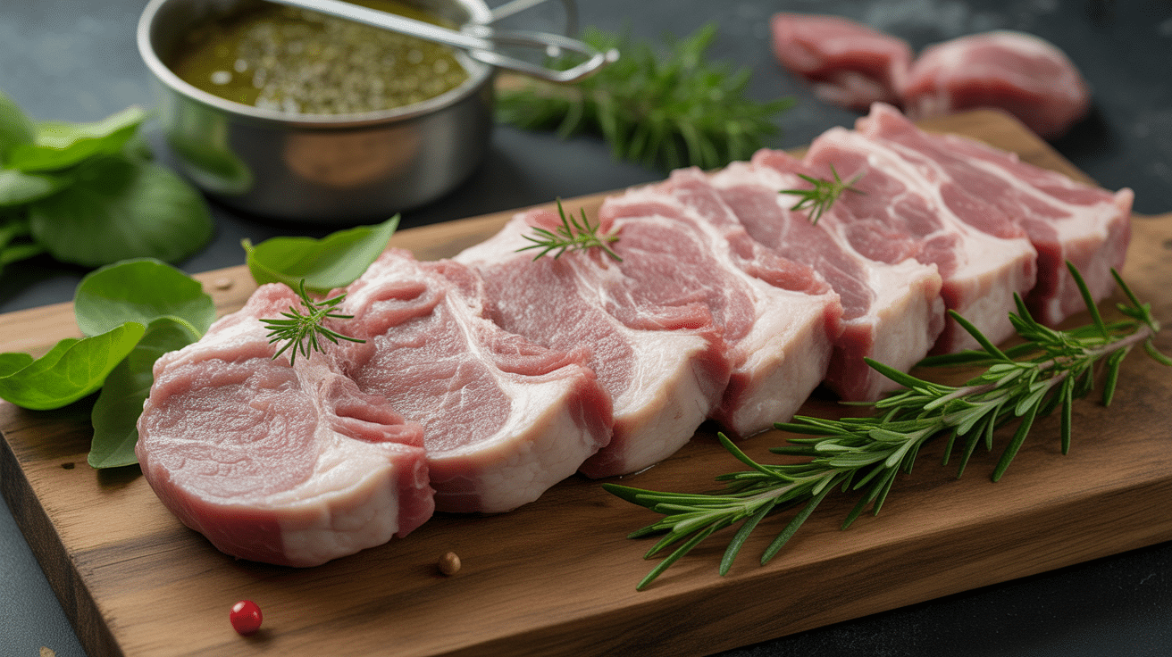 travers de porc crus pour préparation