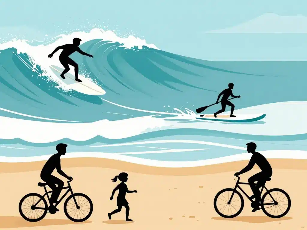 Scène surf famille loisirs carcans plage