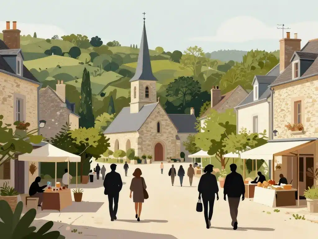 Découvrir village Saint Malo du Bois place église vert