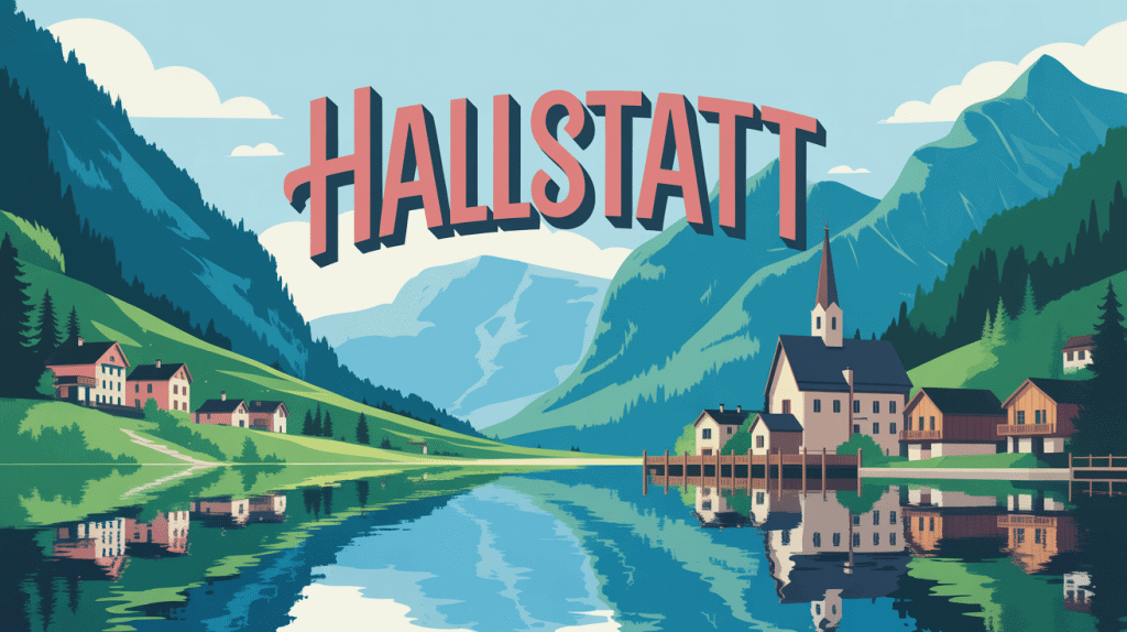 Hallstatt village coloré lac montagnes