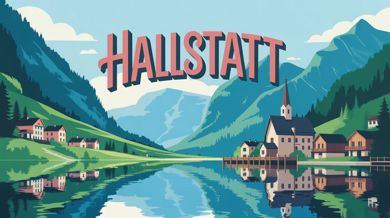 Hallstatt village coloré lac montagnes