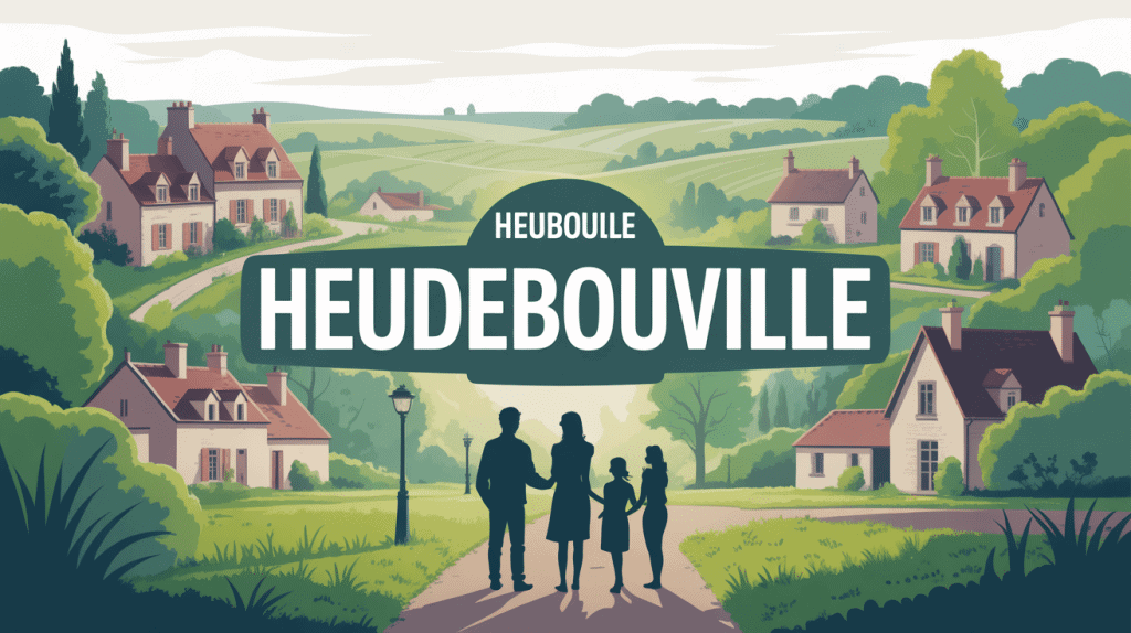 Heudebouville illustration village normand verdoyant