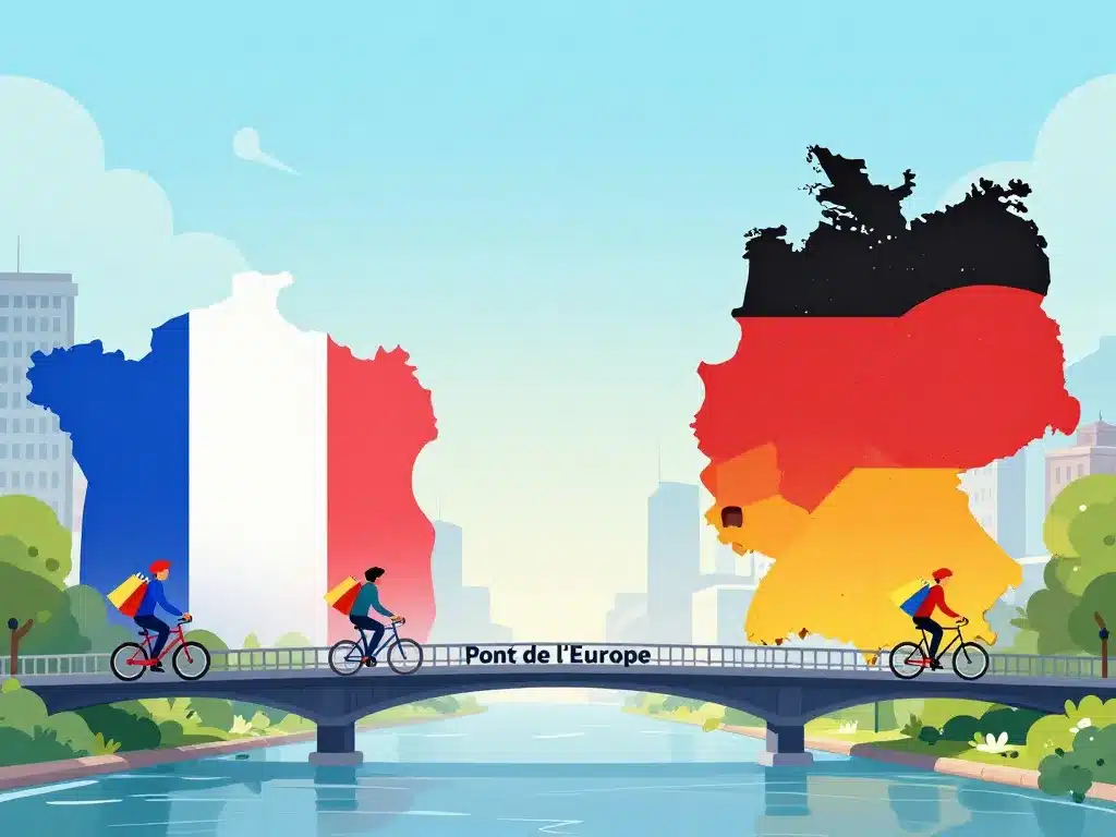 Frontière Kehl France Allemagne, habitants et pont