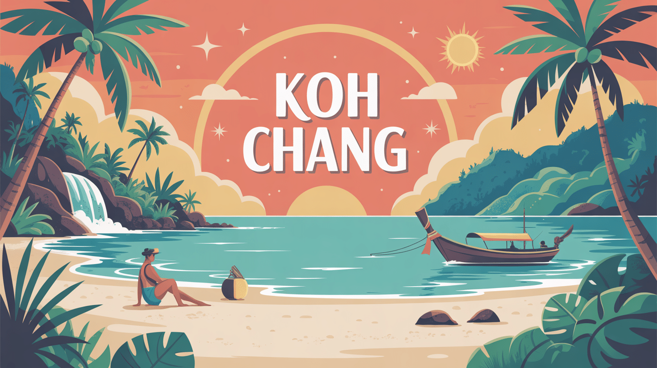 illustration koh chang plage jungle et mer turquoise