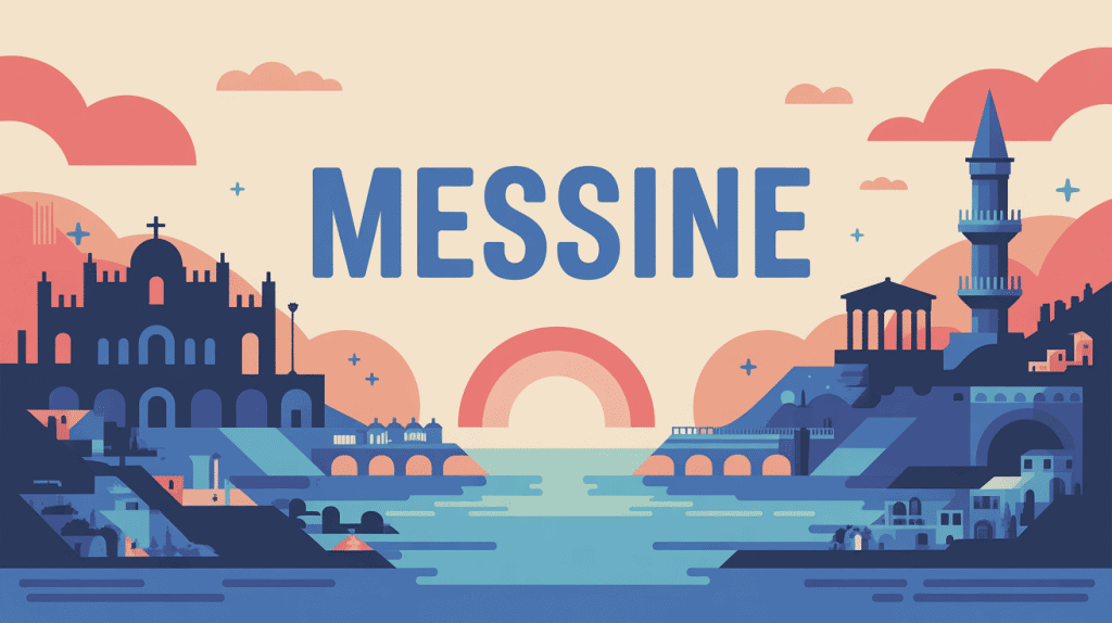 Messine illustration stylisée monuments mer climat méditerranéen