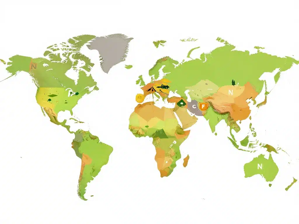 carte vectorielle pays en n sur la carte du monde