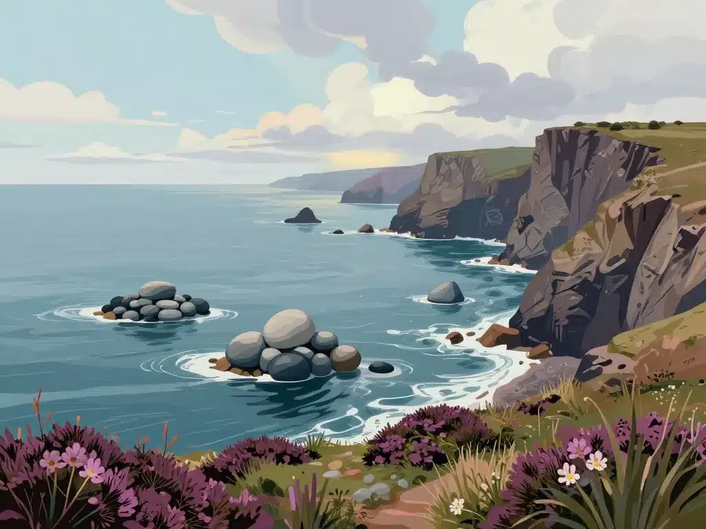 illustration panoramique pointe de pen hir tas de pois