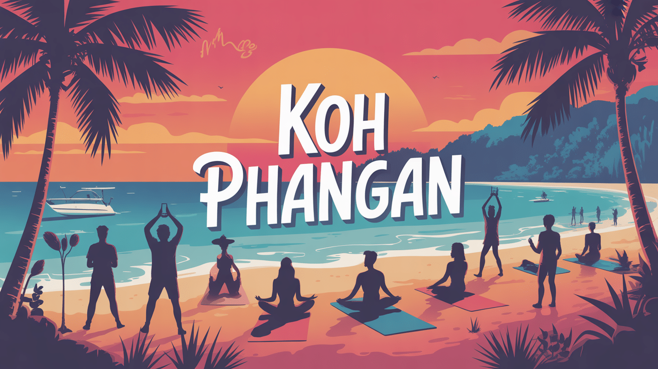 Vue globale de phangan thailande plages fête yoga nature