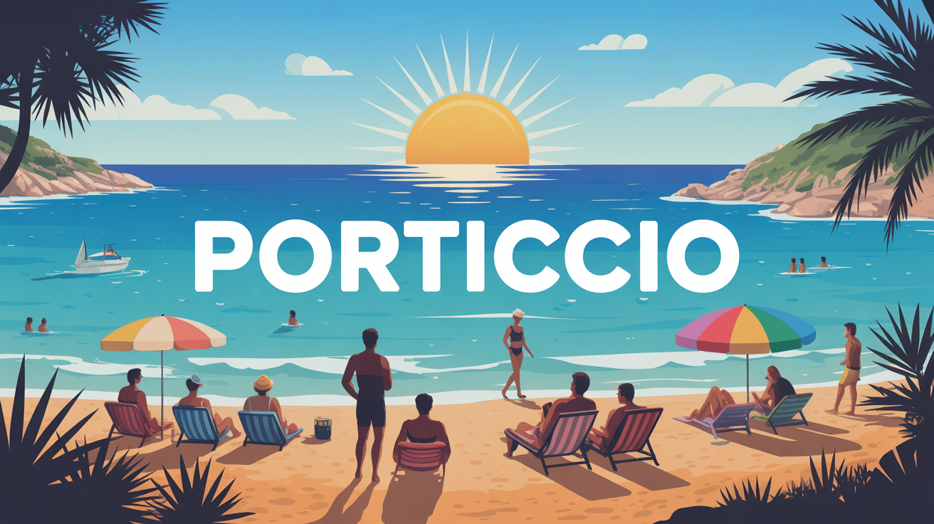 illustration station balnéaire porticcio plages sable et mer