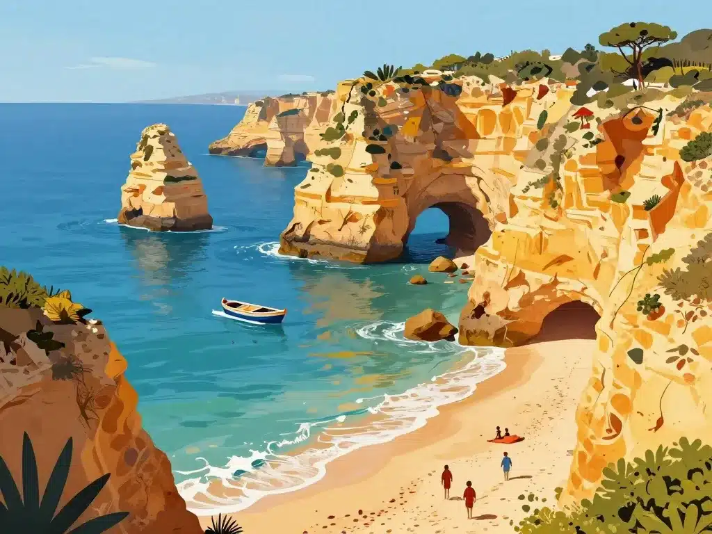 Illustration plages et grottes Carvoeiro