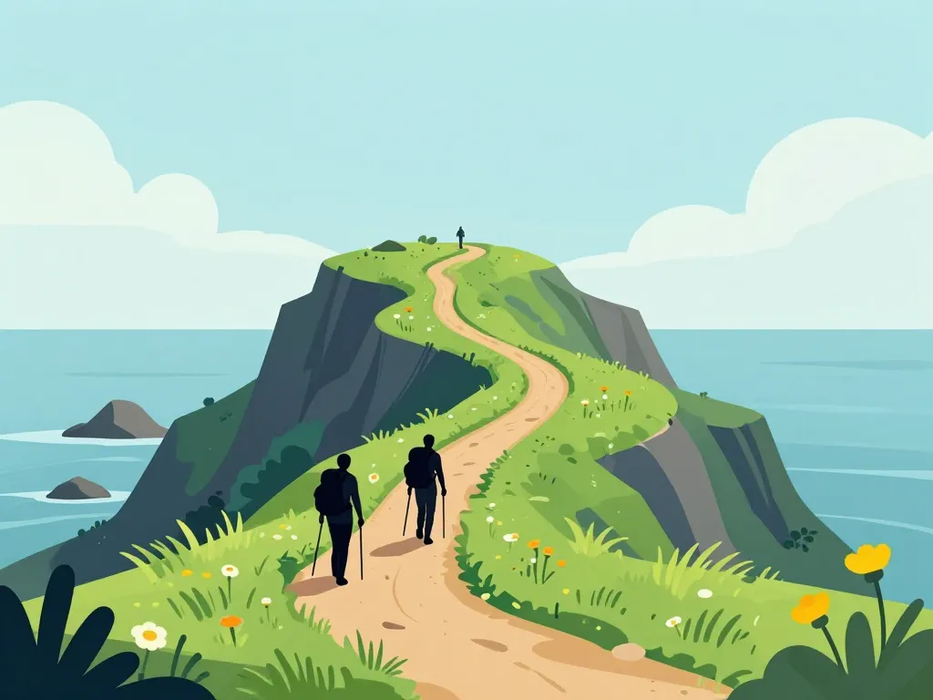 illustration scene randonnée pointe de pen hir sentiers