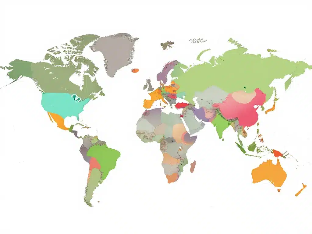 carte mondiale répartition pays en m
