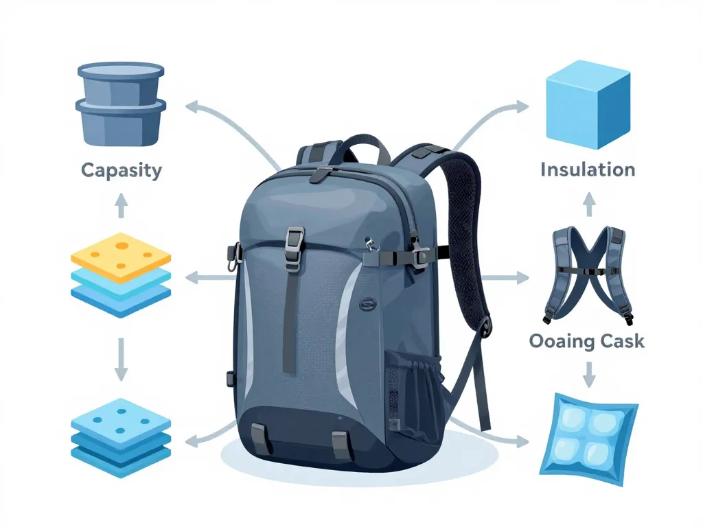 Diagramme des critères clés d’un sac a dos isotherme