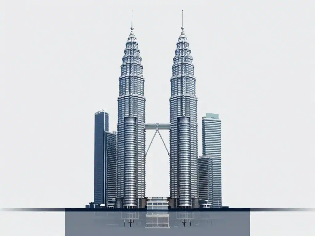 Schéma concept tour petronas hauteur niveaux fondations