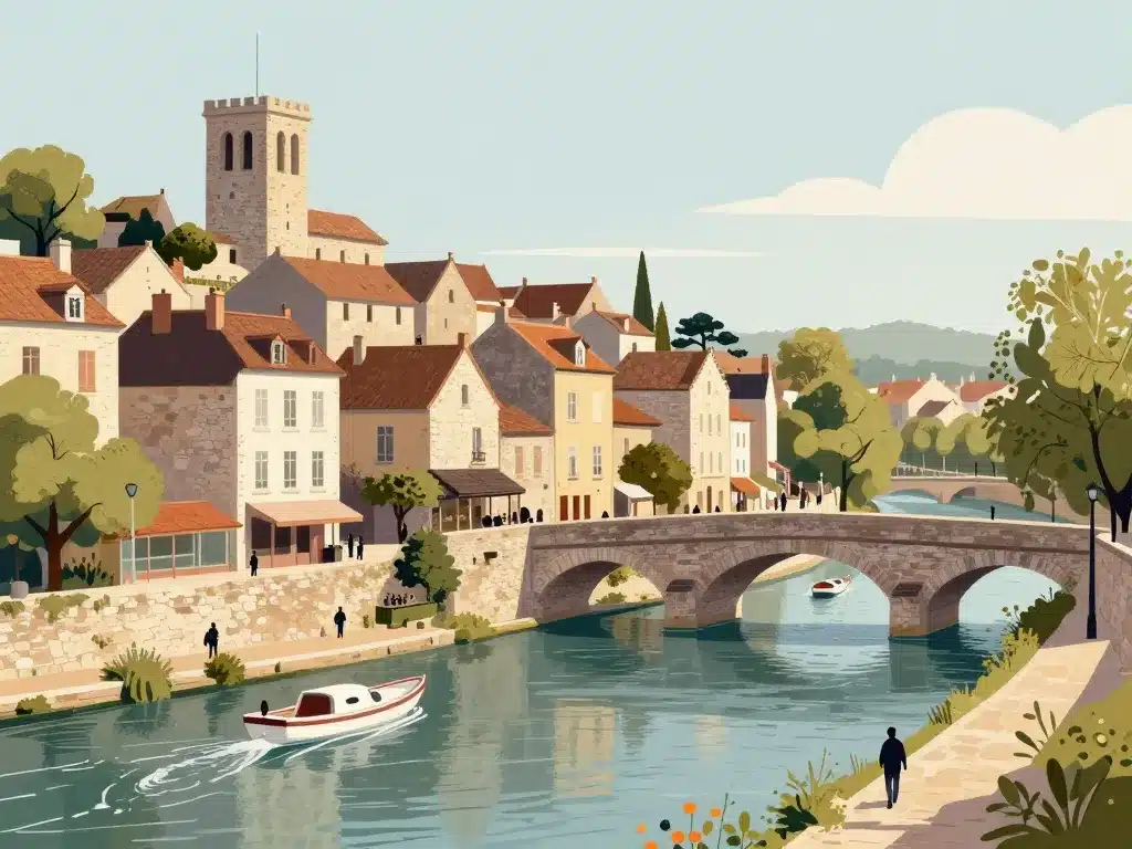 Centre historique et ponts de Verdun sur le Doubs