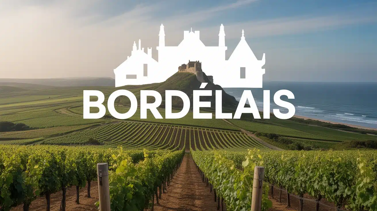 Illustration stylisée vignobles et estuaire du Bordelais