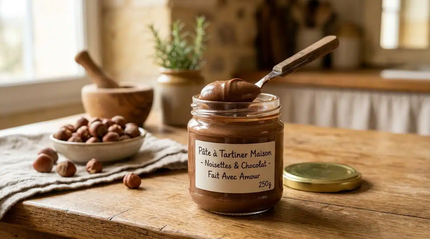 Pâte à tartiner maison façon El Mordjene dans un pot en verre