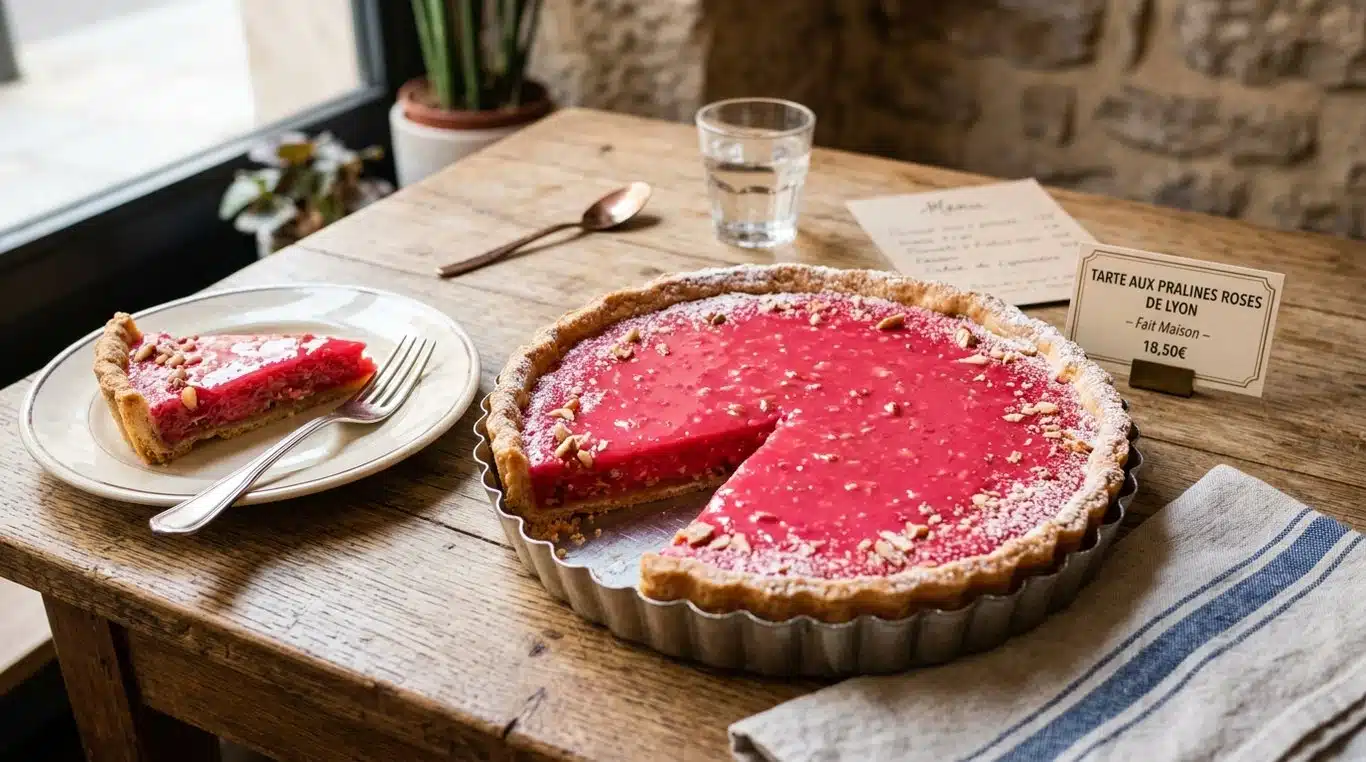 Tarte à la praline rose lyonnaise traditionnelle
