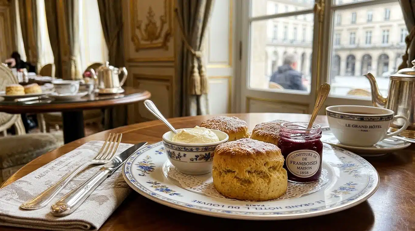 Scones maison façon palace servis avec crème et confiture